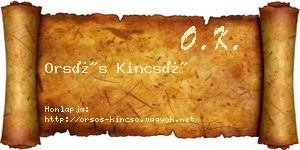 Orsós Kincső névjegykártya